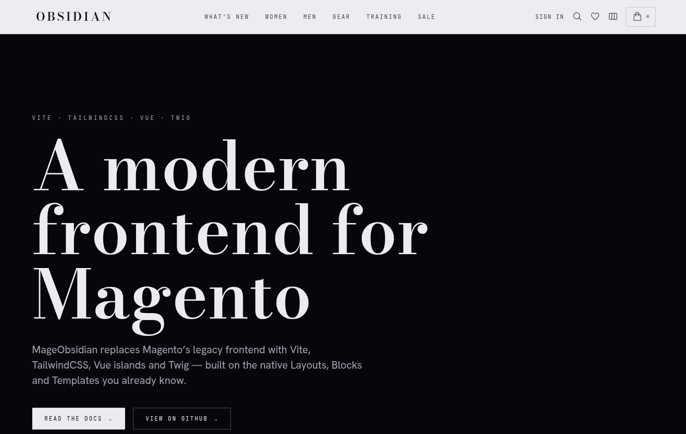 OBSIDIAN theme — home page